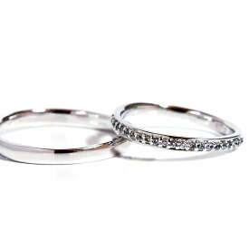 ハードプラチナ ペアリング2本製作ウェーブ ハーフエタニティー0.15 メンズ＆レディース　ダイヤモンドpt950 pair ringペアリング マリッジリング結婚指輪