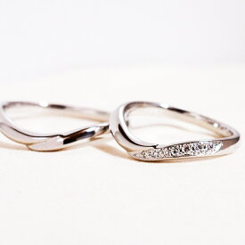 ランコントルUラインダイヤモンド リングハードプラチナペアリング2本製作pt950メンズ＆レディースペアリング マリッジリング結婚指輪