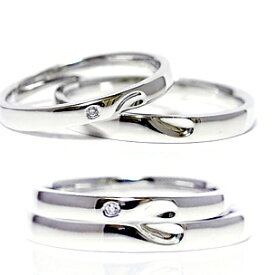 ハードプラチナペアリング2本製作 シークレットハート ストレートライン　pt950 pair ringメンズ＆レディース ダイヤモンドペアリング マリッジリング結婚指輪