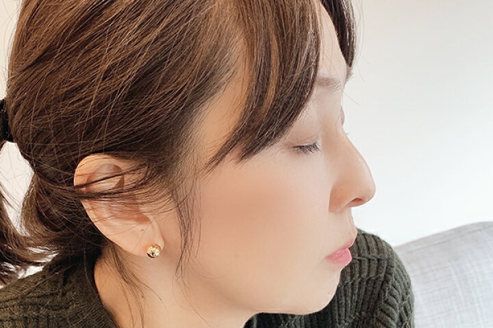 楽天市場】ボールスタッドピアス8ミリK18イエローゴールド丸玉ピアス 