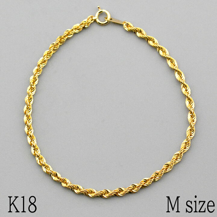 楽天市場】クラシックロープチェーンブレスレットMサイズ K18イエロー 