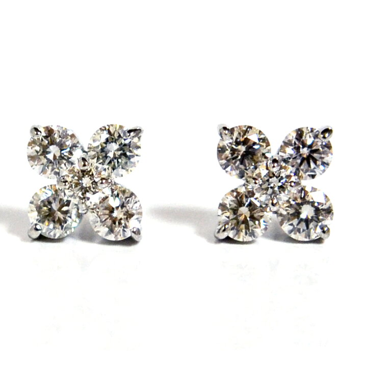 楽天市場】フラワークロスダイヤモンドスタッドピアス0.40ct pt900  