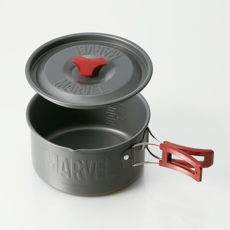 【P10次21日20:00-26日01:59】帶蓋鋁鍋（16cm）●MARVEL標誌●//戶外露營裝備BBQ度假單人露營輕巧帶蓋漫威//
