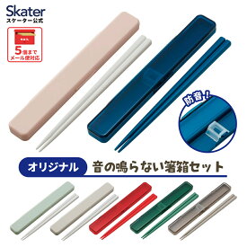 [〜8月11日まで P20倍]抗菌 カチャカチャ 音が鳴らない 箸箱セット 箸 箸箱 箸セット 18cm ABC3AG スケーター skater グレー グリーン ピンク レッド ブルー 銀イオン【Ag+ ハシ はし お弁当 ランチ グッズ ケース入り 静か】