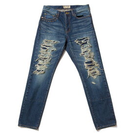 送料無料 NINE RULAZ LINE ナインルーラーズ Crushed Denim クラッシュ デニムパンツ NRAW17-032 ブルー