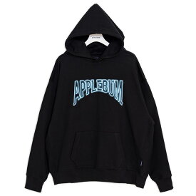 正規取扱店 アップルバム APPLEBUM 送料無料 RISA Logo Sweat Parka スウェットパーカー プルオーバー ゆとりのあるシルエット 17オンス 肉厚 綿100% 裏パイル生地 ブラック S-XXL 2310405