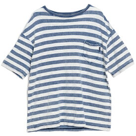 正規取扱店 アップルバム APPLEBUM 送料無料 Bleach Indigo Border Pocket T-shirt 半袖 Tシャツ ボーダー柄 ライトブルー M-XL 2311130