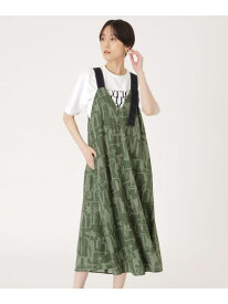 【1枚で着映える】ペインティングプリントジャンパースカート CAST: キャスト コロン ワンピース・ドレス ワンピース カーキ ブラック【送料無料】[Rakuten Fashion]