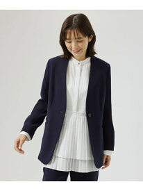 【SALE／30%OFF】【NAVY】【洗えるセットアップ】ノーカラージャケット CAST: キャスト コロン ジャケット・アウター ノーカラージャケット ネイビー ブラック【RBA_E】【送料無料】[Rakuten Fashion]