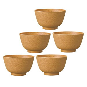 山中漆器 山中塗 レンジ対応 ナチュラル 京型欅 杢目 丼・家庭用電子レンジ・家庭用食洗機対応(5客組)