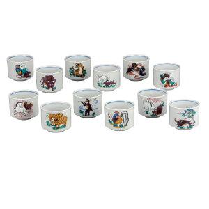 日本の伝統工芸品【九谷焼】組盃 十二支(12客入)