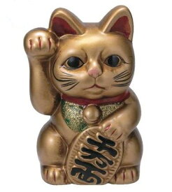 レトロ招き猫千万両　金　高さ約15cm