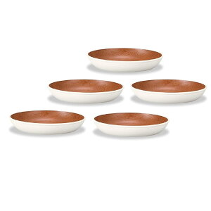 山中漆器 山中塗 レンジ対応 ナチュール 木目 サークル プレート S ホワイト&ブラウン・家庭用電子レンジ・家庭用食洗機対応(5枚組)