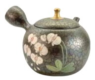 常滑焼 急須【名工作品】昭龍天目 胡蝶蘭急須　280ml (セラメッシュ茶こし)