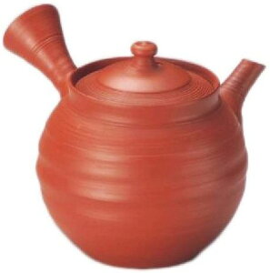 常滑焼 村越風月 陶茶こし急須 朱泥筋引き 約250ml 木箱入【受注生産 納期数日から3ヶ月】