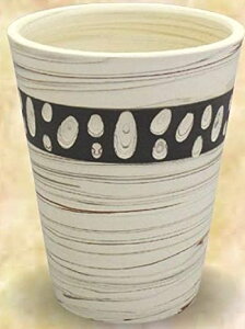 常滑焼 フリーカップ 憲児作 白練込水玉黒 径8×10cm