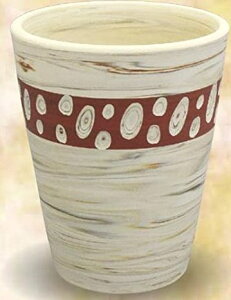 常滑焼 フリーカップ 憲児作 白練込水玉赤 径8×10cm