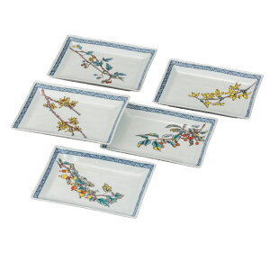 日本の伝統工芸品【九谷焼】5.8号皿揃 果実絵変り(5枚組)