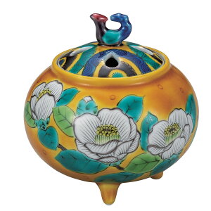 日本の伝統工芸品【九谷焼】4号香炉 吉田屋椿 山岸雄三