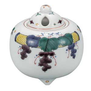日本の伝統工芸品【九谷焼】3.2号香炉 色絵ぶどう文 銀泉窯