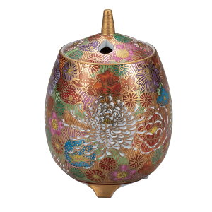 日本の伝統工芸品【九谷焼】4号香炉 金花詰