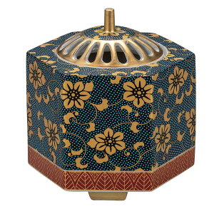 日本の伝統工芸品【九谷焼】3.5号香炉 青粒鉄仙