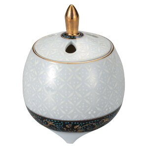 日本の伝統工芸品【九谷焼】2.8号豆香炉 白七宝