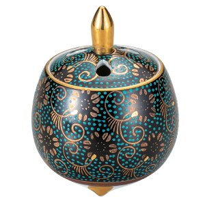 日本の伝統工芸品【九谷焼】2.8号豆香炉 青粒鉄仙