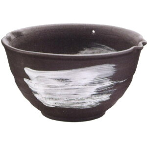 信楽焼 白刷毛目黒水鉢・10号(オーバーフロー仕様)