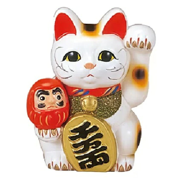 楽天市場】常滑焼 招き猫 梅月 ダルマ付小判猫 招き猫 6号 : 虹八-Kohya-