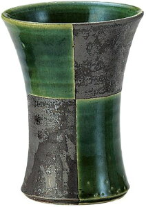 常滑焼【焼酎・ビールカップ】オリベ市松焼酎カップ 佳窯作 220cc サイズ:直径8.5cm×高さ11.5cm