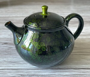 常滑焼 急須【名工作品/セラメッシュ/日本製】昭龍天目 緑後手急須 約250cc ポット急須