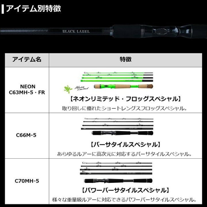 楽天市場】ダイワ ブラックレーベル BLX トラベル C70MH-5 パワー 