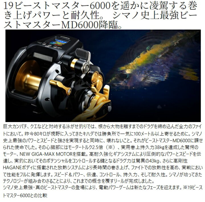 楽天市場】シマノ 電動リール 22ビーストマスター MD 6000 : 釣具の 