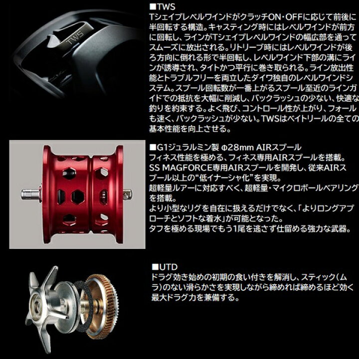 楽天市場】ダイワ ベイトリール SS AIR TW 8.5L(左) : 釣具の 