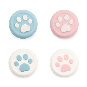 【送料無料】GeekShare PS4 /PS5/Switch Pro コントローラー コントローラー 保護カバー アシストキャップ 猫 肉球 かわいい (ピンクとブルー)