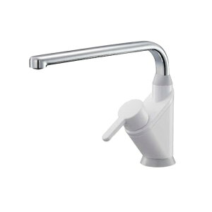 【送料無料】SANEI(サンエイ) シングルワンホール混合栓 シンクスペース広々 節約エコハンドル 撥水性のセラピカ樹脂 K8721EJV-13 ホワイト