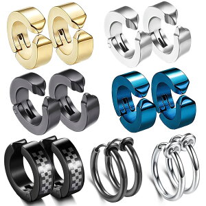 【送料無料】GOKEI フェイク ピアス めんず クロス リングピアス ノンホール フープ イヤリング イヤーカフ フェイクピアス メンズ ユニセックス アレルギー対応 プレゼント