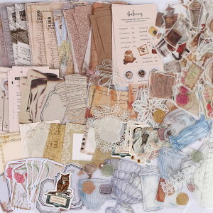 【送料無料】YOVOY 260枚 大容量 コラージュ 素材 シール ステッカー 手帳素材パック レトロ アンティーク フレークシールステッカー デザインペーパー 素材紙 和紙 メモ用紙 カード 紙モノ ノ