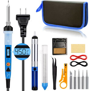 【送料無料】SREMTCH はんだごて セット LCD画面付き 80W半田ごて ON/OFFスイッチ付き(200°C-450°C) 15in1 はんだセット 調整可能な温度ボタン、5つのはんだ付けチップ