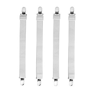 【送料無料】KIMLONTON ベッドシーツクリップ 敷きパッド・ ベッド固定ズレ防止クリップ 布団シーツ用滑り止めゴムバンド 4本セット 調整でき約120cm 白