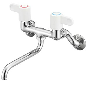 【送料無料】SANEI(サンエイ) ツーバルブ混合栓 レバー二条ネジ仕様 90°開閉で吐水・止水 パイプ170mm K11-1-W