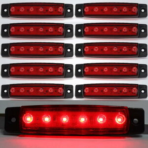 【送料無料】トラック サイドマーカーランプ 12V 24V LEDライト 6連 車用 カスタム 電飾 パーツ トラック トレーラー バス イルミネーション 10個セット