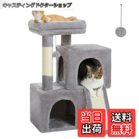 【送料無料】PAWZ Road キャットタワー ミニ 小型 シニア 猫タワー 低い 猫 2段ベッド ペットタワー スリム コンパクト 据え置き 玩具 おもちゃ 多頭飼い 麻紐 猫の家 爪とぎポール スロープ 省スペース 子猫 安定性 高さ86cm