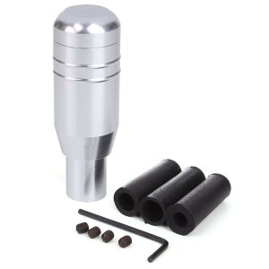 【送料無料】Bestmaple ブラック プッシュ式 汎用 カー用品 アルミ AT シフト ノブ シルバー 車用