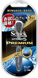 【送料無料】シック Schick 5枚刃 ハイドロ5 プレミアム ホルダー お試し用 替刃 1コ付 男性カミソリ 替刃(1コは本体に装着済み)