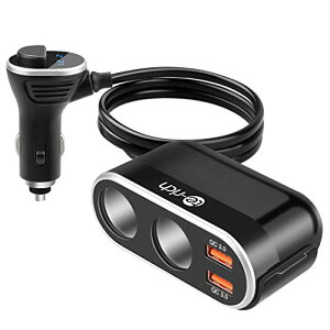 【送料無料】Te-Rich シガーソケット 2連 usb車載充電器 QC3.0急速充電 2USBポート 最大96W 12V/24V車対応 電圧測定 LED付き 過負荷保護 着脱可能 (ブラック) iPhone 6s Plus対応