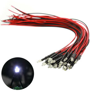 【送料無料】ジオラマ電飾に チップLED 2mm 白 温白色 20本入り 配線付き 抵抗付属 電車模型 鉄道模型 建物模型 模型電飾 ジオラマ