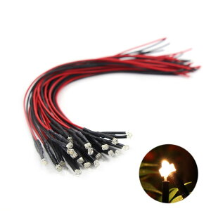 【送料無料】ジオラマ電飾に チップLED 1.8mm 白 温白色 20本入り 配線付き 抵抗付属 電車模型 鉄道模型 建物模型 模型電飾 ジオラマ