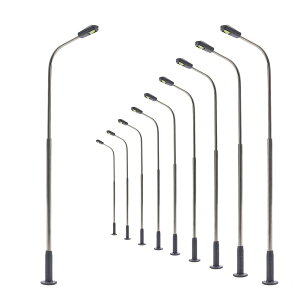 【送料無料】モデル街灯 道路灯 街灯柱 LED ライト 白 温白色 78mm 1:87~1:120 10本入り 鉄道模型 建物模型 ジオラマ 情景コレクション 教育 DIY